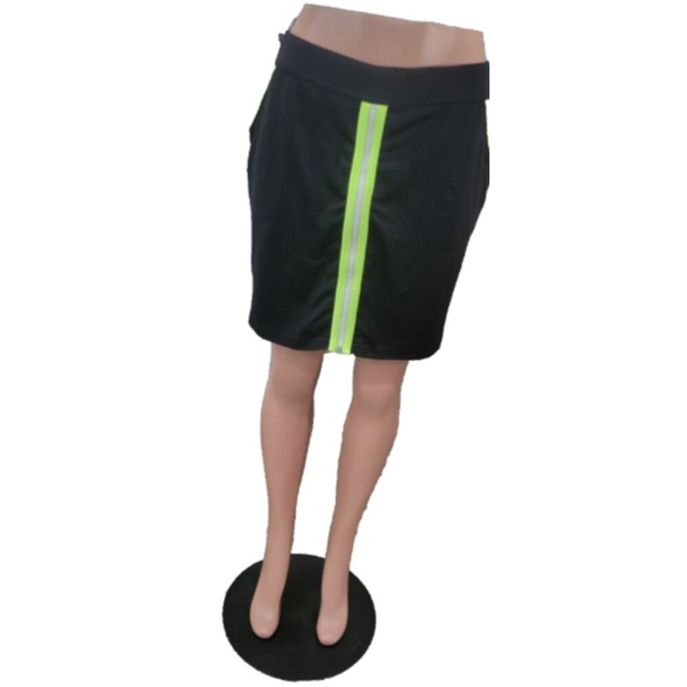 Belyn Key Zip Skort Women’s Medium Black Green Pockets Golf‎ Athletic Athleisure